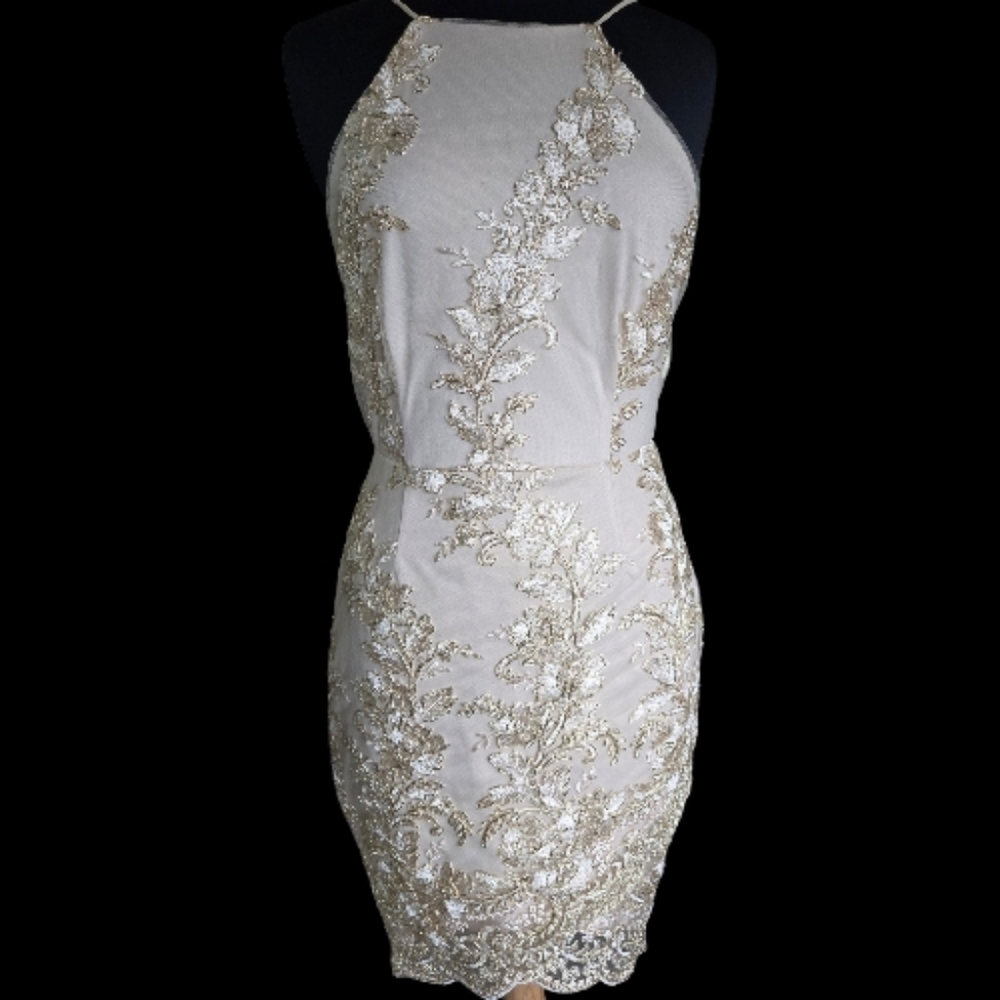Mystic Gold Patterned Mini Dress